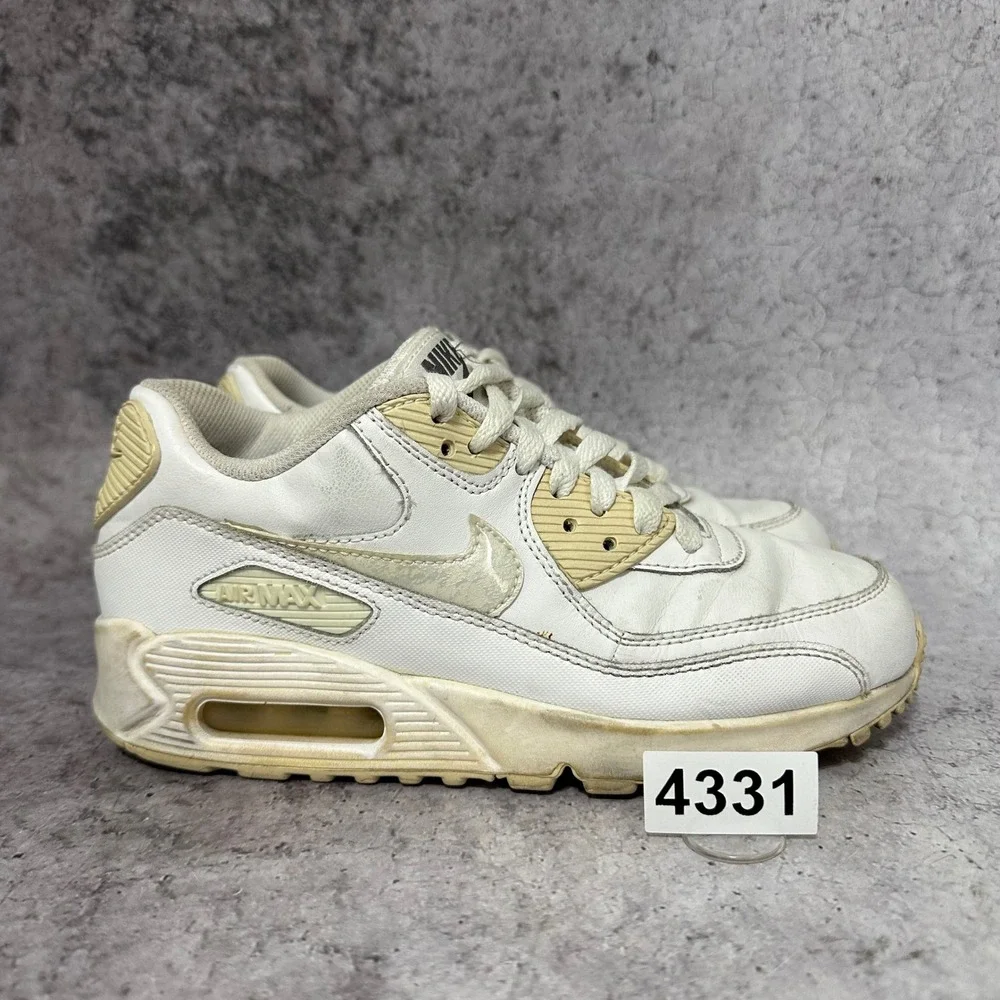 Nike Air Max 90 LTR Kids 4Y White Sneakers 724821-100 Low Top Shoes